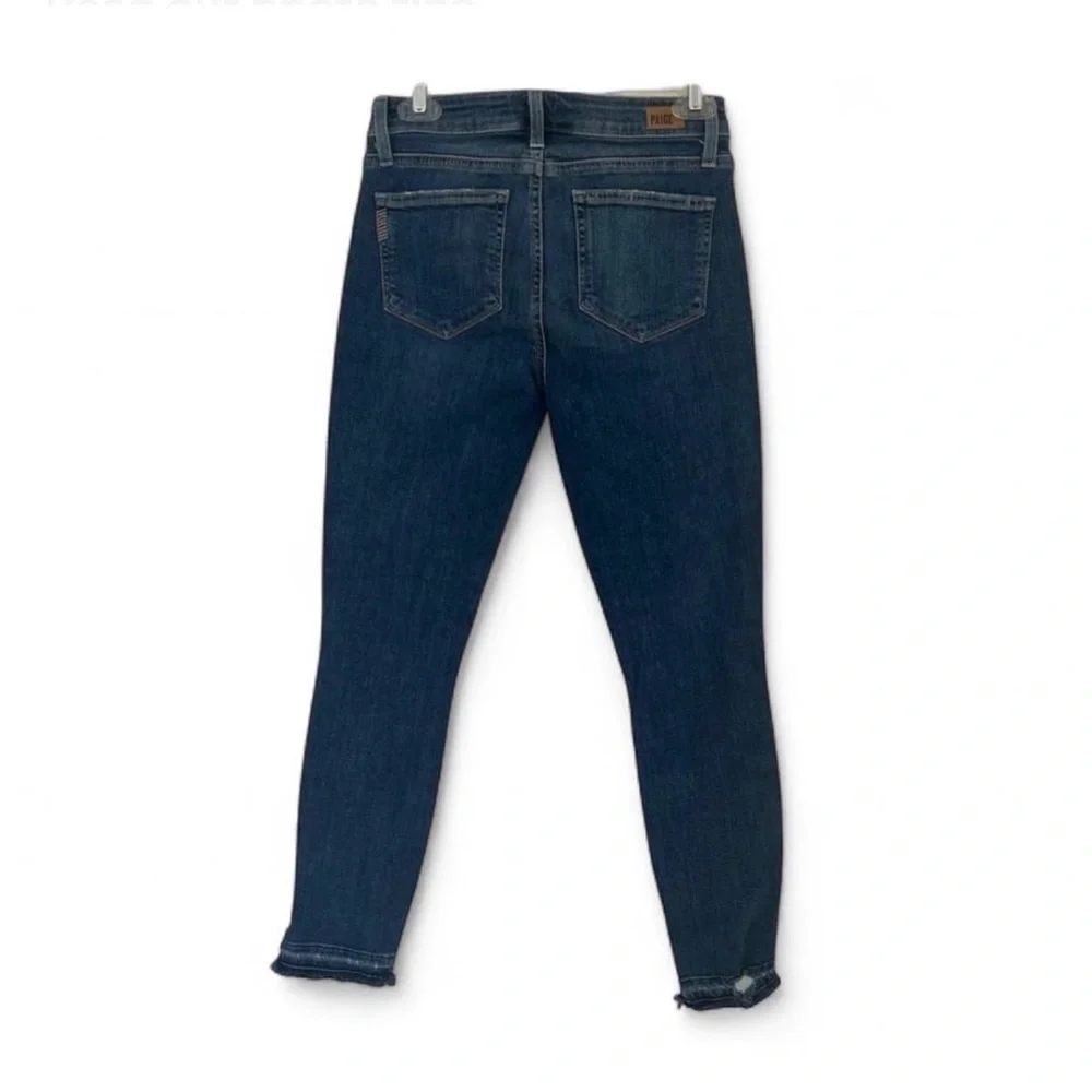 PAIGE Verdugo Ankle Jeans Womens 27 Dark Wash Skinny Raw Hem Distressed Stretch